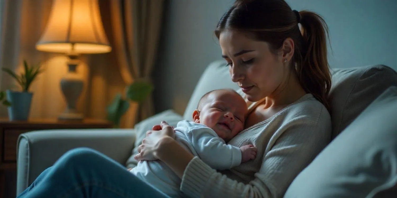 A tired but loving mother holding her baby, showing the emotional tug-of-war inside a mother’s heart.